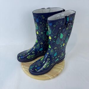 WOMEN'S POURING PAISLEY TALL RAIN BOOT - NAVY | Sz 8